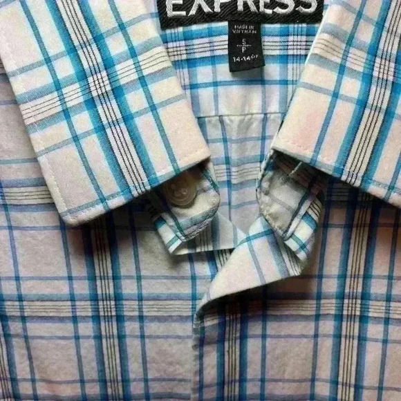 Express Fitted Mens Shirt Long Sleeve Button Up Multicolor Small-P 14-14 1/2 - Picture 2 of 4